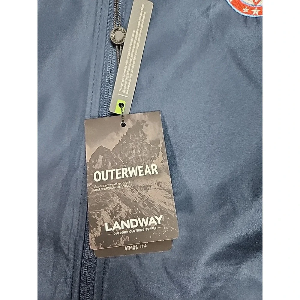 Landway Outerwear Jacket W/hood NWT Embroidered Tenderfoot Classic On Chest Navy